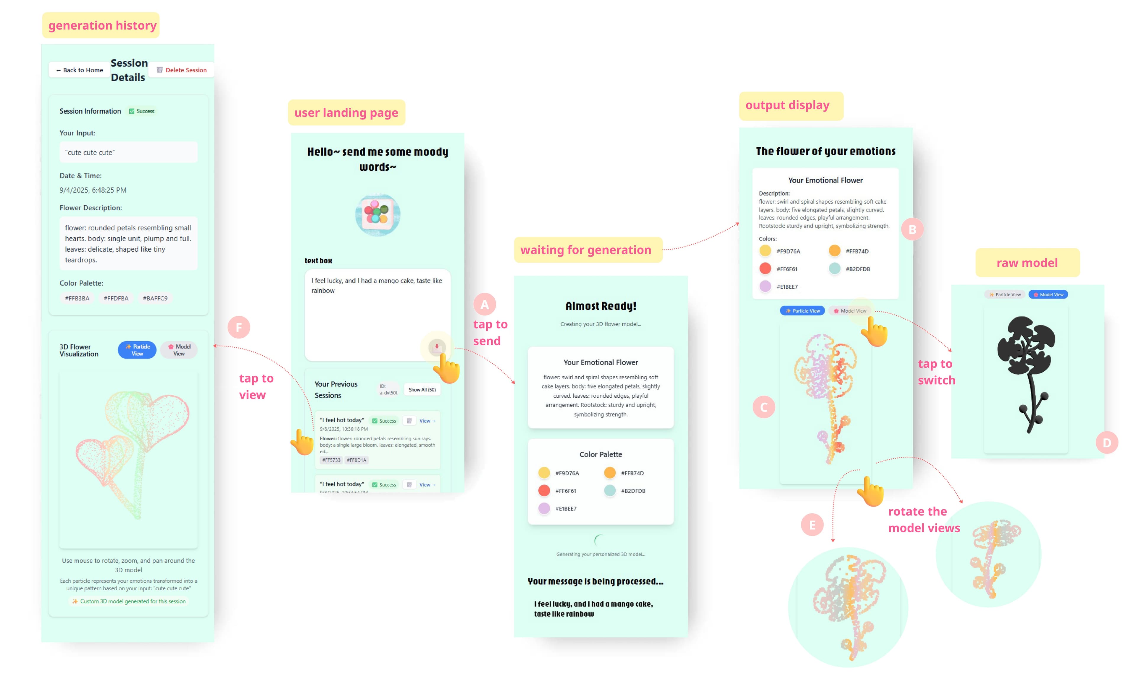 SeaSense user interface for writing emotion prompts.